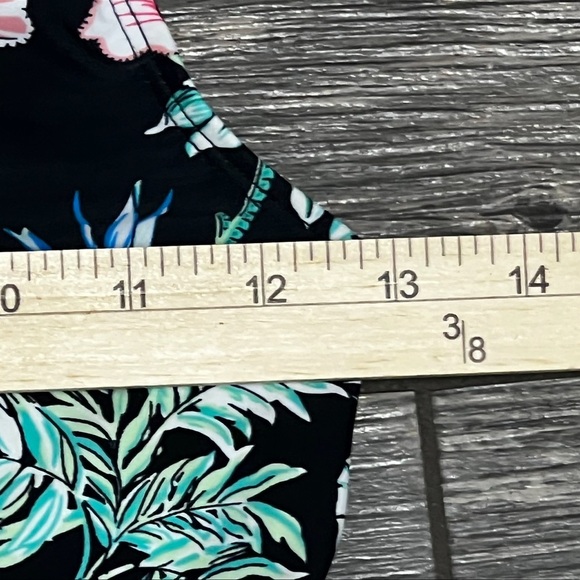 Tommy Bahama One-Piece Swimsuit Girls Size 12 One Shoulder Black Hibiscus Blooms - Picture 12 of 12